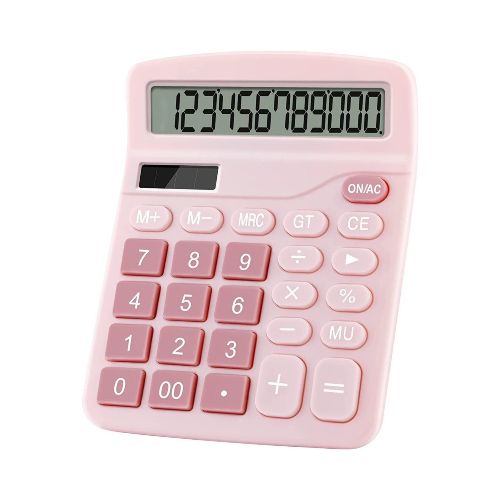 Calculadora Escritorio 12 Digitos Pantalla Grande Oficina - Color Variante Rosado — Atrix