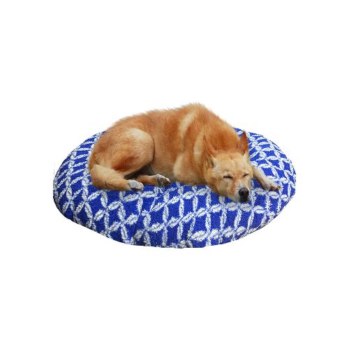 Cama Colchon Perro Gato Grande Redondo Puff Comodo 70 Cm - Variante Color Azul con Rombos — Atrix