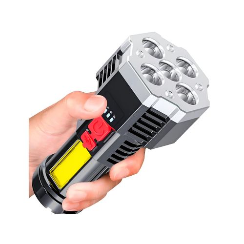 Linterna Luz Recargable USB Camping Táctica 5 Leds Portatil - Variante Color Negro — Atrix