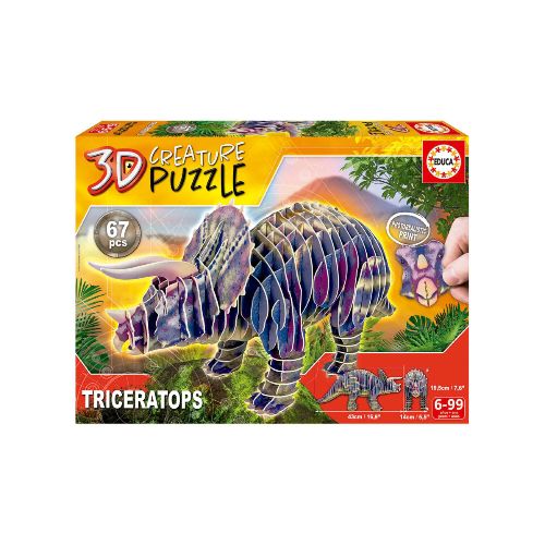 Puzzle Dinosaurio Triceratops 3d Rompecabezas Niños Educa — Atrix