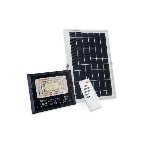 Foco Solar Reflector Led 30w Panel Exterior Jardin Luz Fria - Variante Color Negro — Atrix