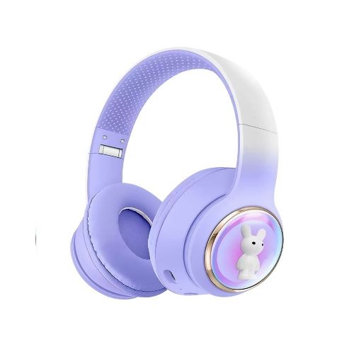 Auriculares Bluetooth Inalambricos Infantiles Rgb Conejo Mic - Variante Color Violeta — Atrix