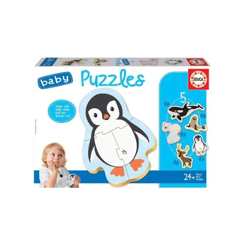 Set Puzzle Pinguino Oso Ciervo Bebes Educa Rompecabezas — Atrix