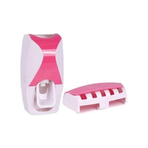 Dispensador Automatico Porta Cepillo Y Pasta Dental - Color Variante Rosa — Atrix