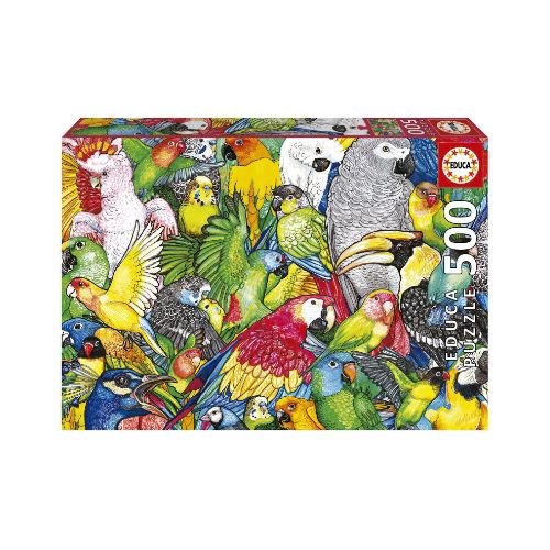 Rompecabeza Puzzle Educa 500 Piezas Loros Aves Collage — Atrix