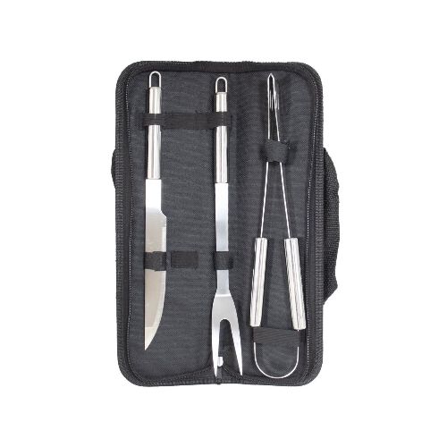 Set Asador Juego Parrillero 3 Piezas Estuche Kit Parrilla — Atrix