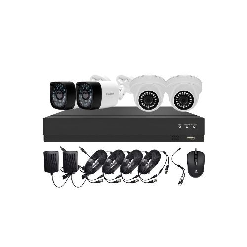 Kit DVR 4 Cámaras Exterior Interior HD Seguridad Infrarrojo - Variante Color Negro  G-POWER