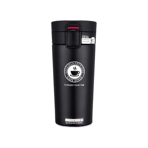 Vaso Térmico 380ml C/ Tapa Abre Facil Cafe Te Agua Y+ - Variante Color Negro — Atrix