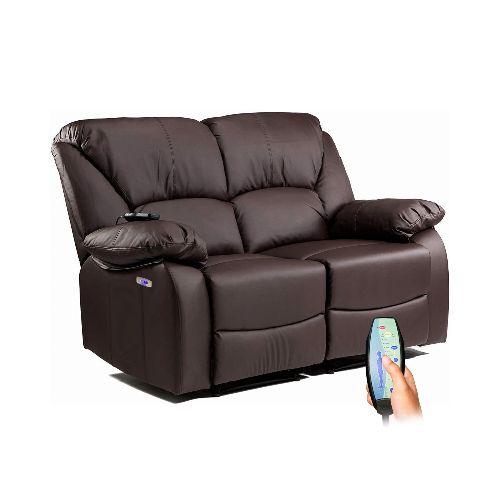 Sofá Sillón 2 Cuerpos Reclinable Masajeador Electrico Living - Color Variante Marron — Atrix