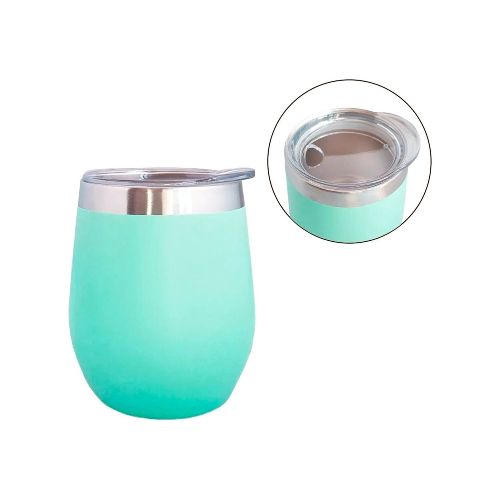 Mate Vaso Térmico 230ml Con Tapa Acero Inoxidable Calidad - Color Variante Verdeagua — Atrix