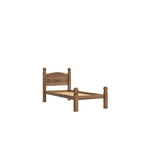 Cama 1 Plaza Madera Maciza Linea Mexicana - Oscuro — Rustico Hogar