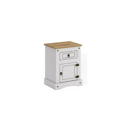 Mesa de luz 1 puerta 1 cajon - Linea mexicana - Blanco — Rustico Hogar