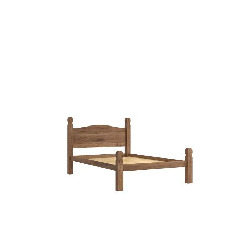 Cama 2 Plazas Madera Maciza Linea Mexicana - Oscuro — Rustico Hogar