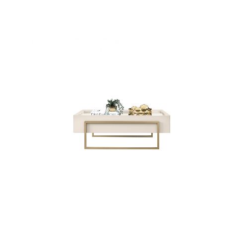 Mesa De Living Vidrio Y Metal - Pilar - Blanco — Rustico Hogar