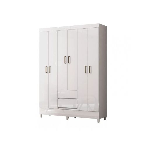 Ropero 6 puertas 2 cajones - Blanco - Linea FIT — Rustico Hogar