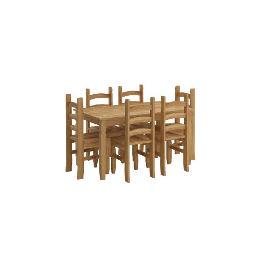 Juego De Comedor 6 Sillas - Corona - Madera - Natural — Rustico Hogar