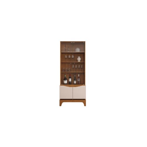 Cristalero 2 Puertas de Vidrio en MDF - Nice - Beige — Rustico Hogar