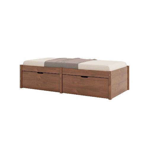 Cama Madera Maciza Con Cajones - 1 plaza - Linea beauty - Marron — Rustico Hogar