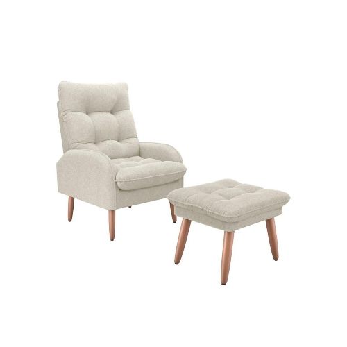 Combo Poltrona con Puf - Nantes - Beige — Rustico Hogar