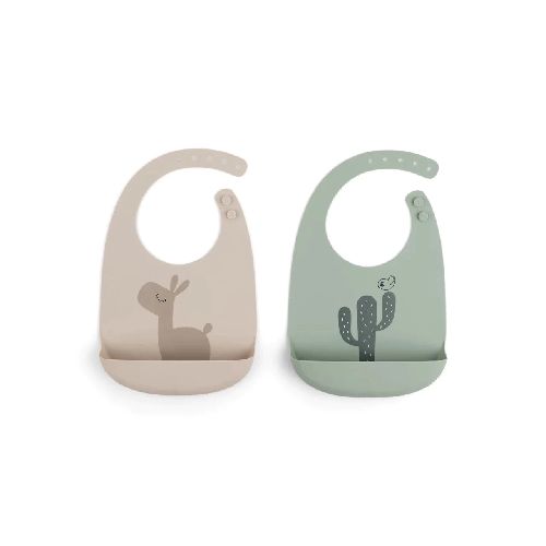 Alimentación / Baberos DoneByDeer Babero Silicona 2-pack Lalee Sand/Green