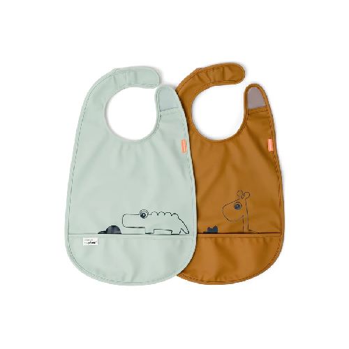 Alimentación / Baberos Done by deer Bib w/velcro 2-pack Deer friends Mustard/Green