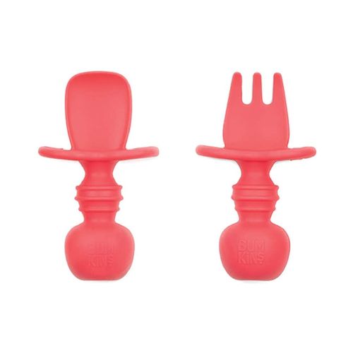 SALE / Alimentación BUMKINS Cubiertos de silicona Rojo