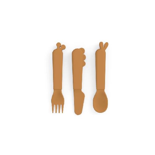 Alimentación / Cubiertos DONE BY DEER Kiddish cutlery set Deer friends Mustard