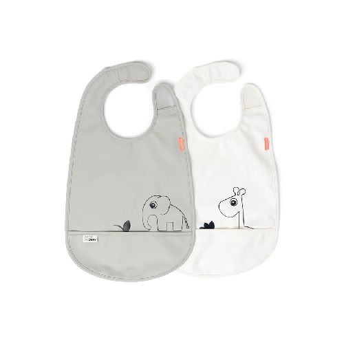 Alimentación / Baberos Done by deer Bib w/velcro 2-pack Deer friends Grey/Beige