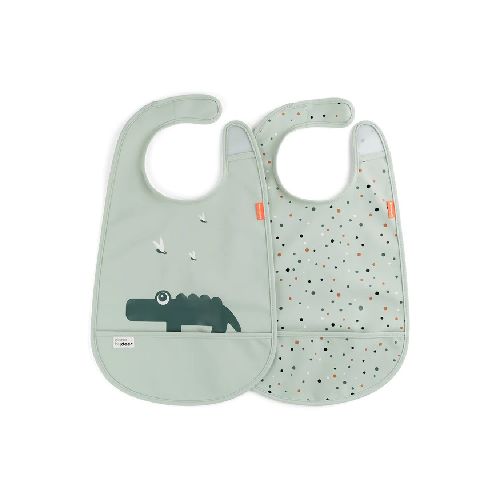 Alimentación / Baberos Done by Deer Bib w/velcro 2-pack Croco Green