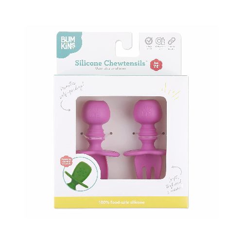 SALE / Alimentación Bumkins Cubiertos Silicona Fucsia