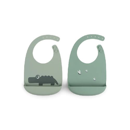 Alimentación / Baberos Done by Deer Silicone bib 2-pack Croco Green