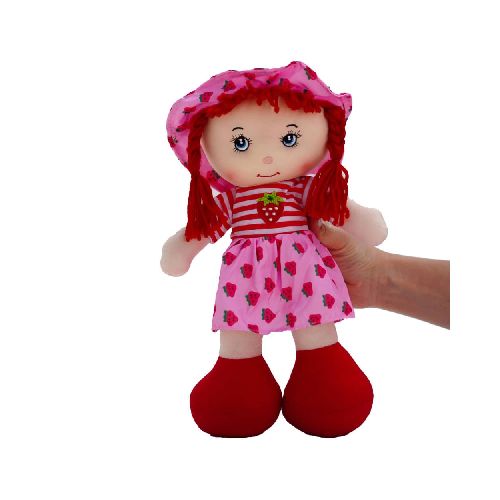 Muñeca de Tela 35 cm Color Rojo Suave Ligera y Tierna  