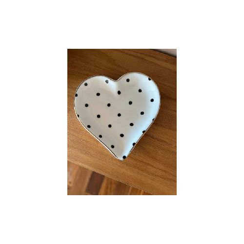 Plato Ceramica Corazon Lunares  