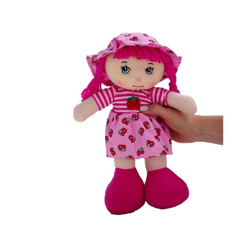 Muñeca de Tela 35 cm Color Fucsia Suave Ligera y Tierna  