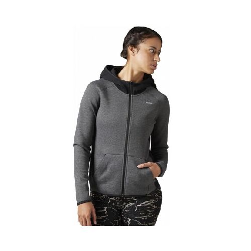 Campera Deportiva Capucha p/ Mujer Reebok Qc Hoodie Training - Gris