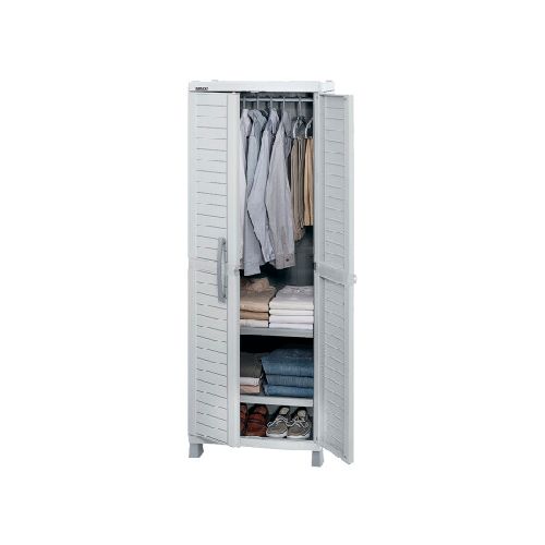 Armario p/Ropa Barú Rimax Ropero 2 Puertas Estantes Perchero - Gris