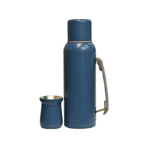 Combo Comet en Acero Inox Termo 1Lt con Manija + Mate 160Ml - Azul Petróleo