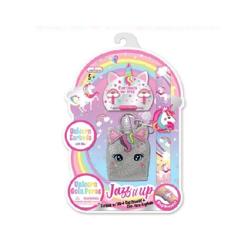 Set Infantil de Auriculares c/Micrófono + Pulsera y Monedero - Unicornio