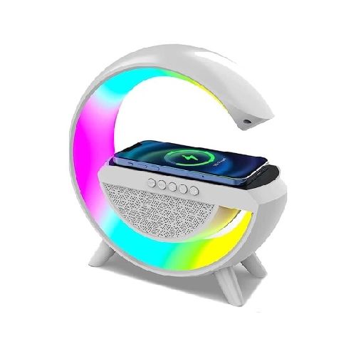 Parlante Bluetooth c/ Luz RGB y Carga Rápida Inalámbrica Cel - Blanco