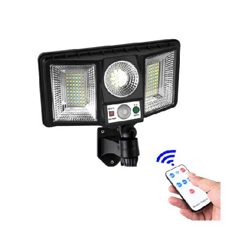 Foco Solar de Pared Exterior 137Leds c/Sensor Mov y Control - Negro