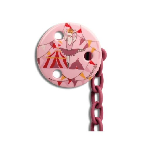 Broche Pinza Redondo con Cadena Para Chupetes Suavinex - Rosa