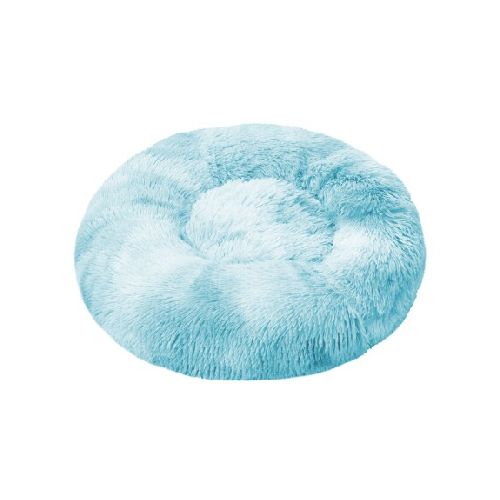 Cama Cucha Puff Redondo 80cm De Felpa P/ Mascotas Perro Gato - Celeste