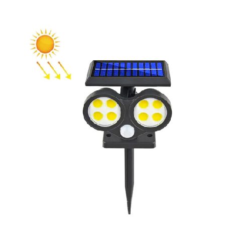 Foco Solar de Exterior 2 Paneles Led Ajustables c/Sensor Mov - Negro