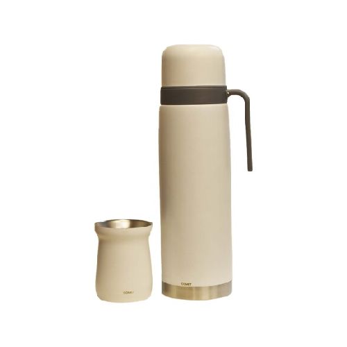 Combo Comet Acero Inox Termo 1Lt Manija Rígida + Mate 160Ml - Blanco