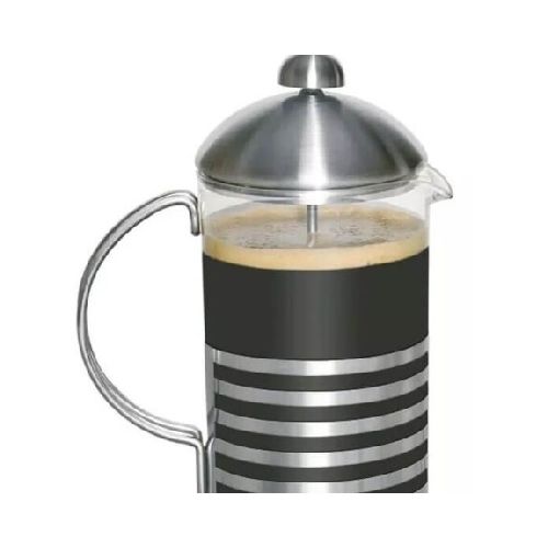 Cafetera Manual Embolo Vidrio Y Acero 1000 Ml Calidad Hts - Plateado