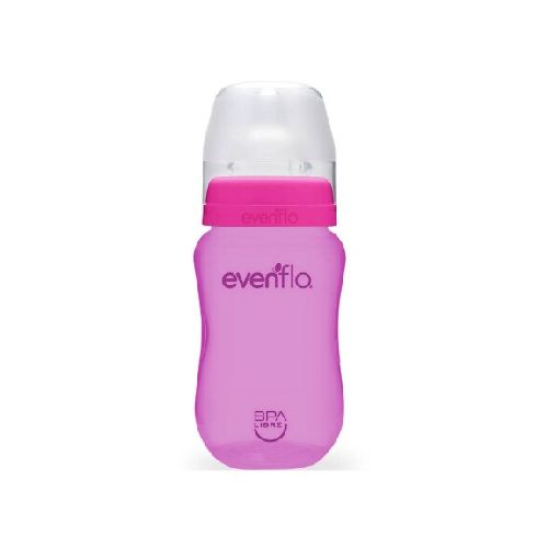 Mamadera Cuello Ancho Evenflo Bebé +3M 270Ml Flujo Medio - Rosa