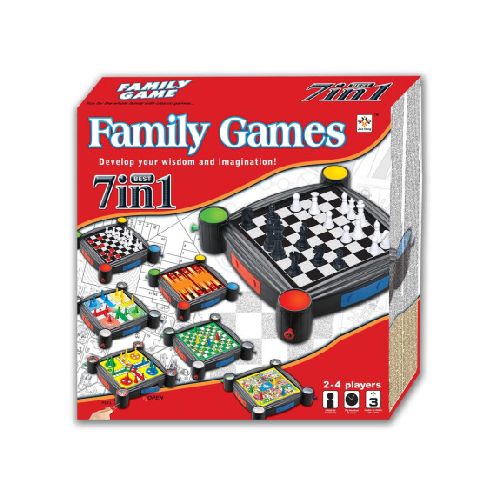 Juegos de Mesa Familiares Clásicos 7 en 1 Ajedrez Damas Ludo - Multicolor