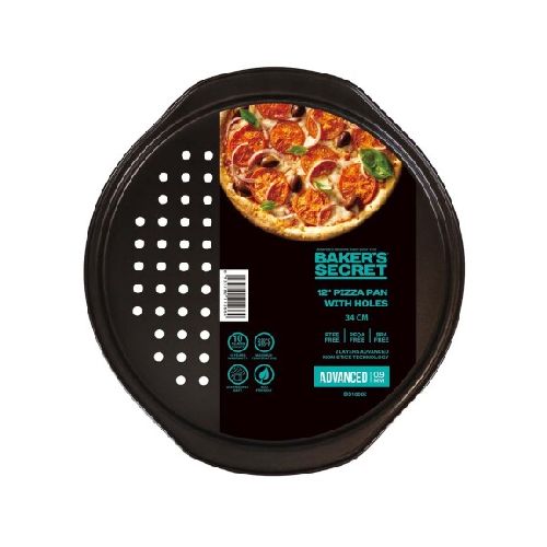 Asadera Antiadherente Pizza Crocante Ø34x2Cm Baker's Secret - Negro