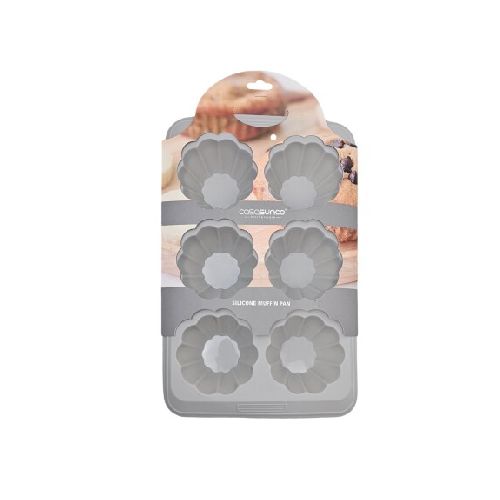 Molde de Silicona para 6 Muffins Cupcakes Antiadherente - Gris