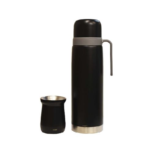 Combo Comet Acero Inox Termo 1Lt Manija Rígida + Mate 160Ml - Negro